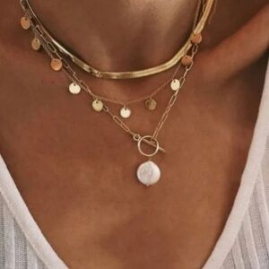 Multi-Chain Coin Pearl Necklace